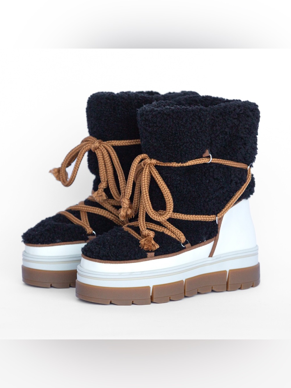 La Mondiale Zermatt Sheepskin Après-Ski Boots Black Size 36 NWT